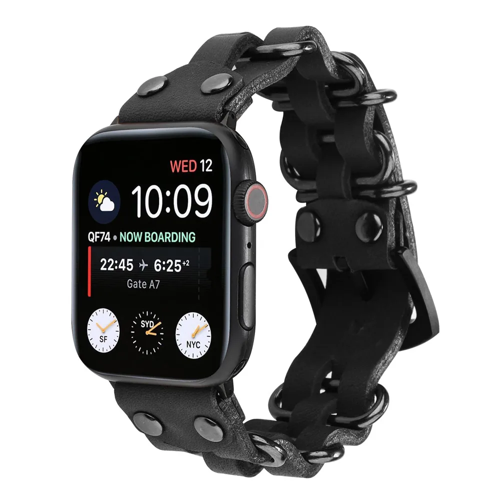 Кожаный ремешок для часов Apple Watch 5 4 ремешок 40 мм 44 мм Сменные аксессуары для часов iWatch серии 3 2 1 ремешок 38 мм 42 мм