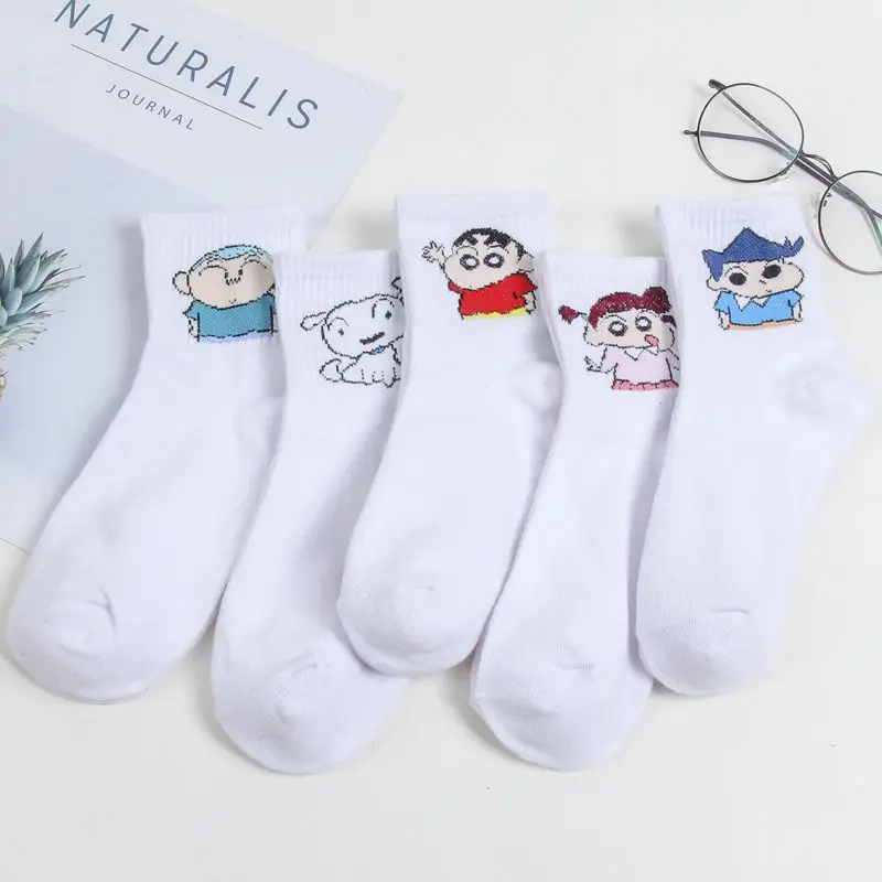 7 5 пар хлопковых носков с героями мультфильмов Harajuku, милые женские носки унисекс для скейтборда, модные носки с принтом животных - Цвет: 7