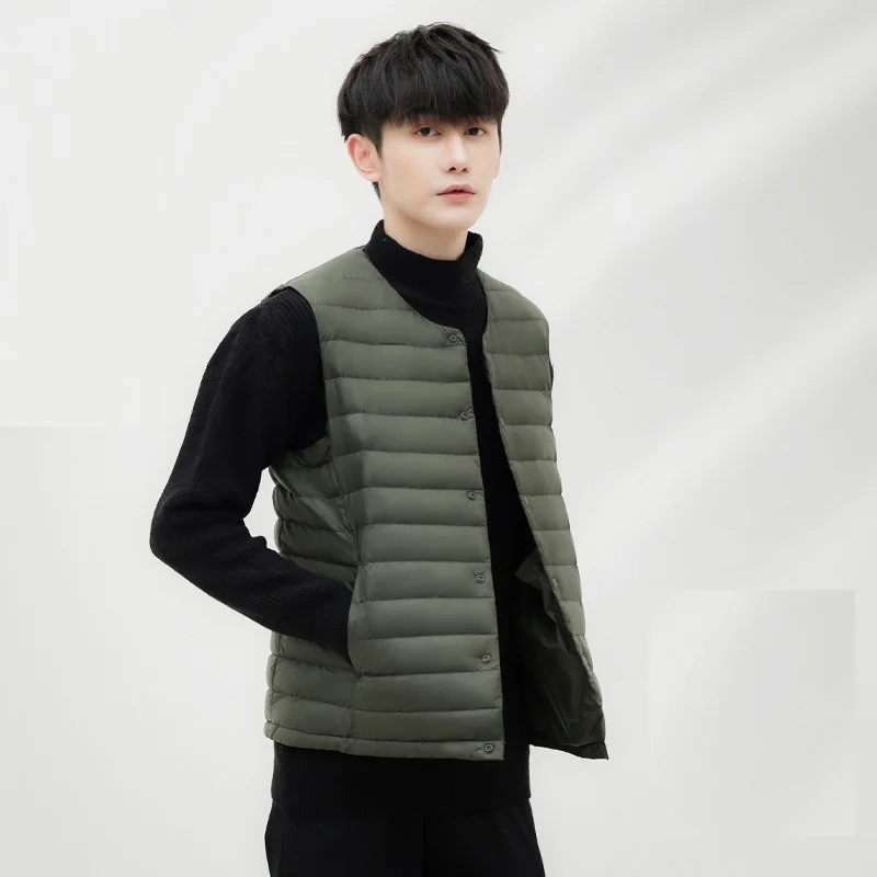 NewBang Brand Men Down Vest Ultra Light Down Vest Portable V-neck Sleeveless Coat Man Winter Without Collar Warm Liner down jacket mens jacket men down vests