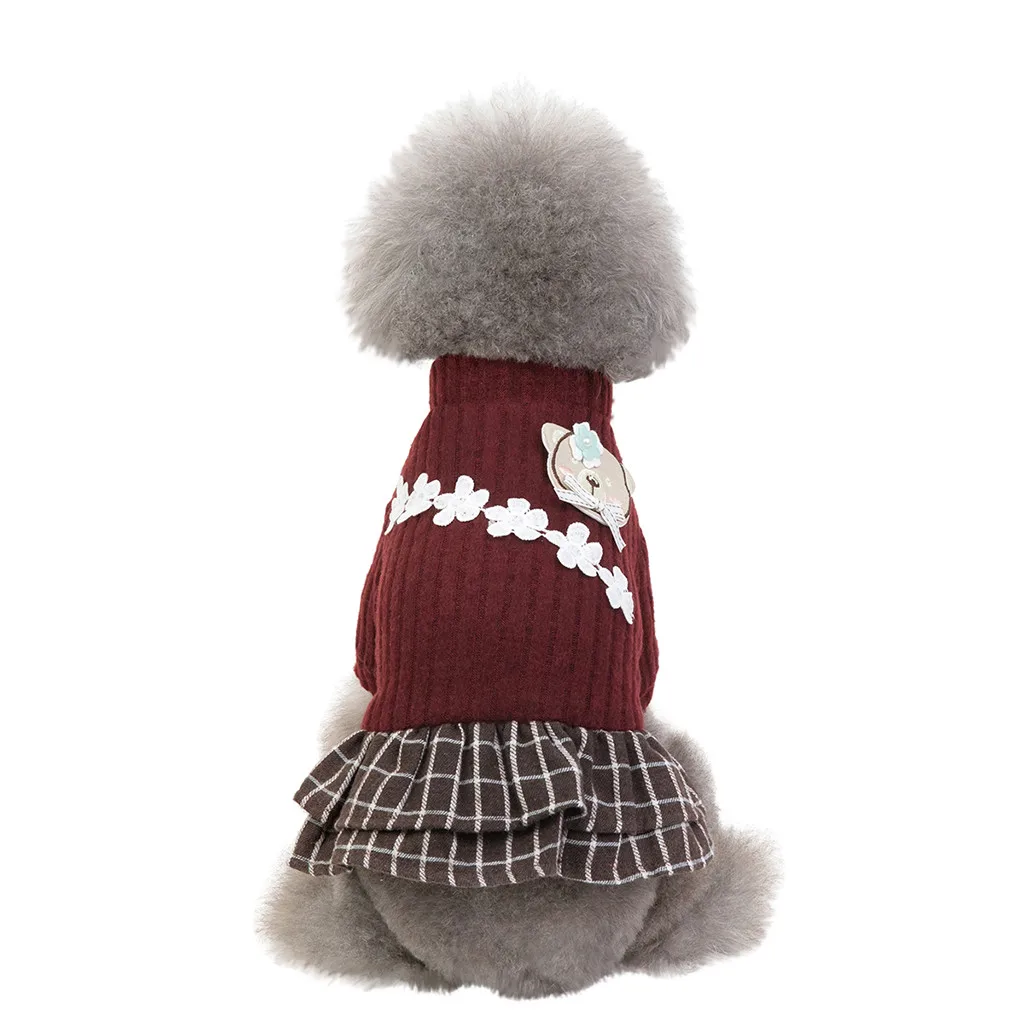 Новая Элегантная клетчатая юбка для домашних животных Одежда для собак Осень Зима плюшевая теплая одежда Домашние животные собака щенок кошка платье для собак костюм
