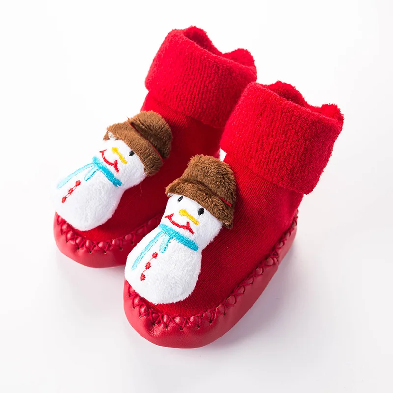 Рождественские носки для маленьких мальчиков зимние теплые нескользящие носки унисекс для малышей носки-тапочки с Санта Клаусом рождественские носки для маленьких девочек - Цвет: 4