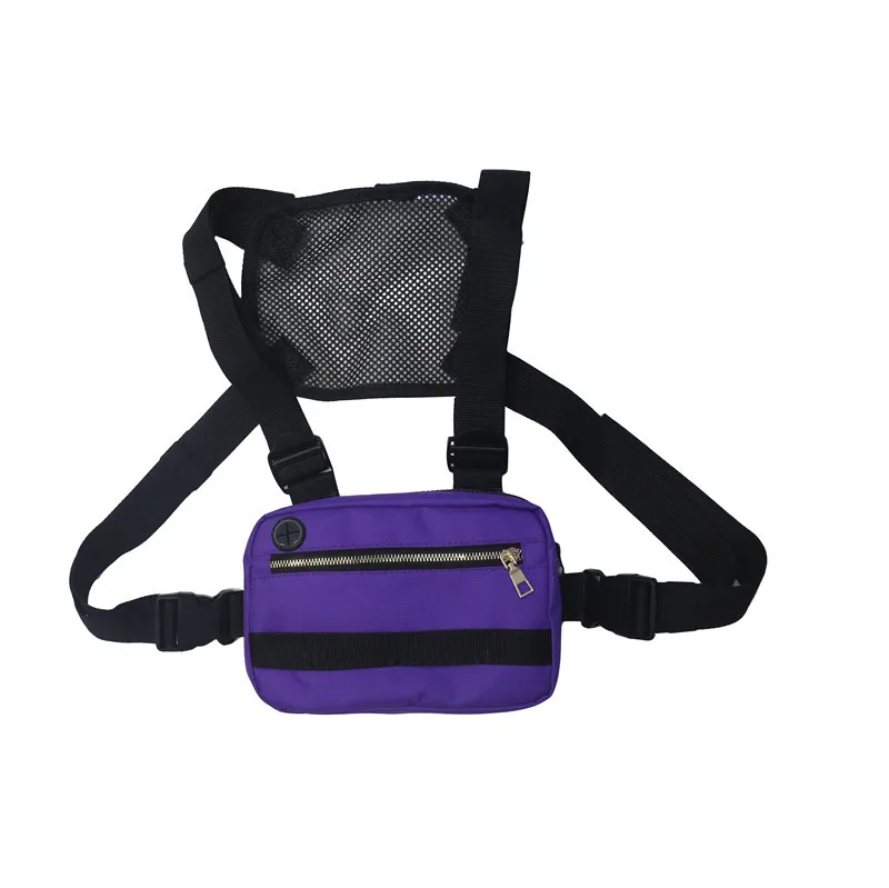 Мужская нагрудная сумка маленькая хип-хоп Уличная функциональная нагрудная сумка через плечо Регулируемая тактическая уличная сумка поясные сумки - Цвет: purple