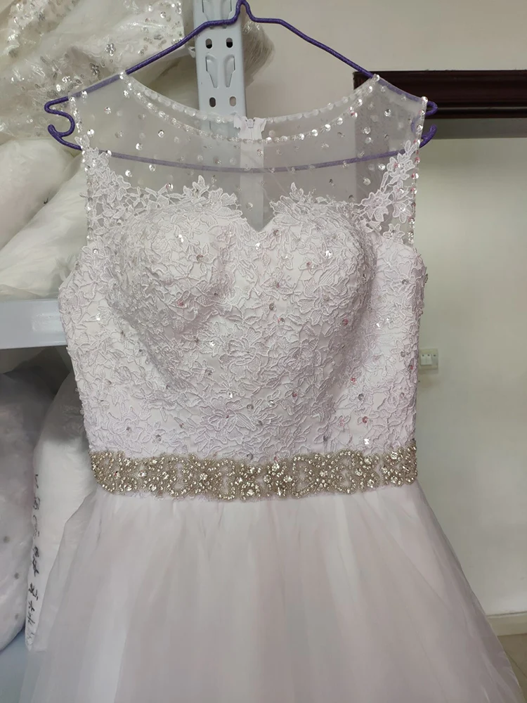 Fansmile, новинка, Vestidos de Novia, винтажное бальное платье, Тюлевое свадебное платье,, Качественное кружевное свадебное платье принцессы, FSM-019T