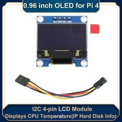 Écran LCD OLED de 0.96 pouces, Module I2C SSD à 4 broches soudées, affichage de la température du processeur pour Raspberry Pi pour Arduino STM32 