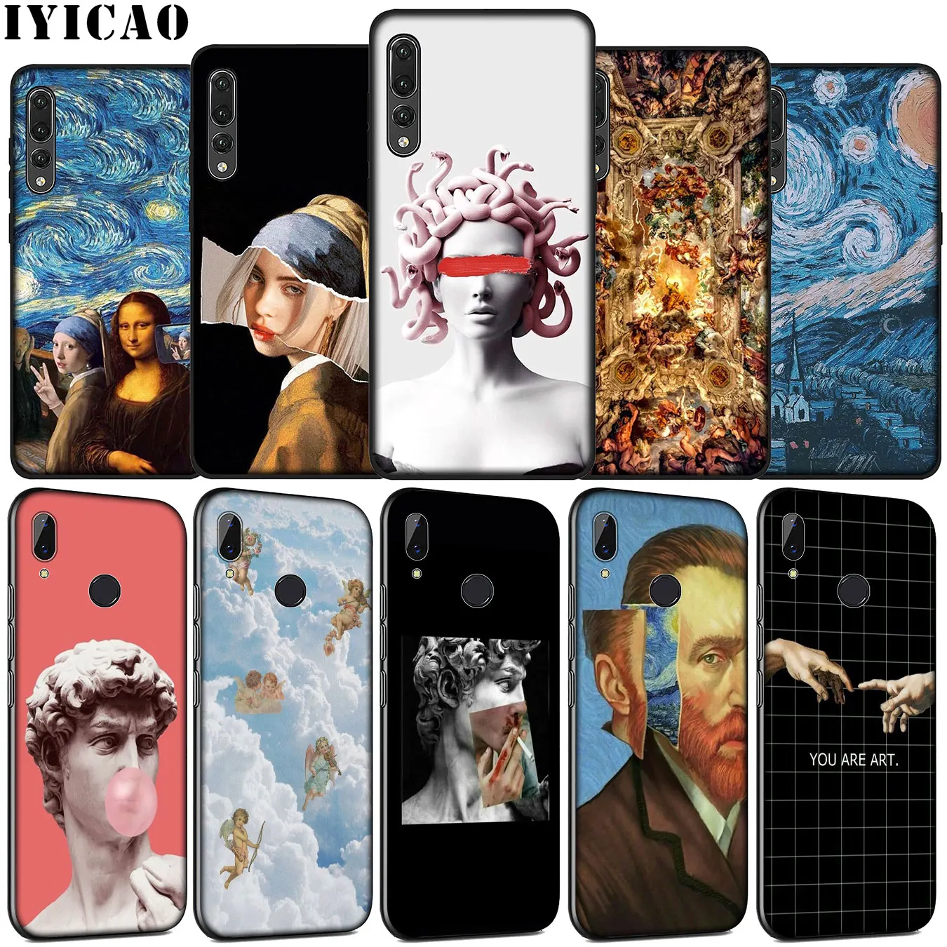 Vintage David Art Soft Silicone Case for Huawei P30 P20 Pro P10 P9 Lite Mini 2017 2016 Black Cover P Smart Z 2019 | Мобильные