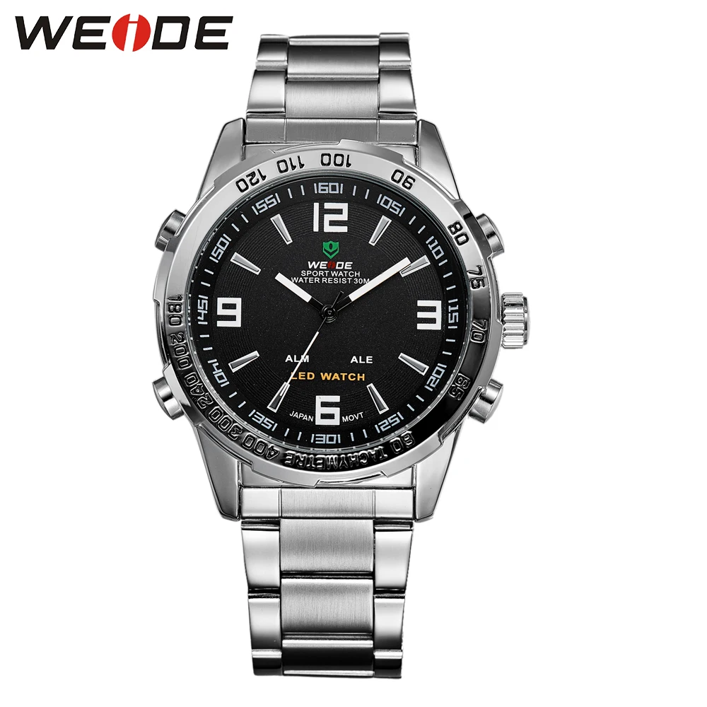 Часы WEIDE мужские цифровые Miliraty Move черный светильник ремешок из нержавеющей стали