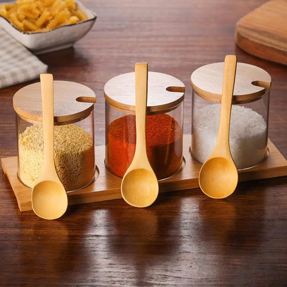 

3PCS/Set Ceramic Salt And Pepper Jar Set Kitchenware Cruet Holder With Spoon Condiment Sugar Spice Storage Box Cooking Tools 30P