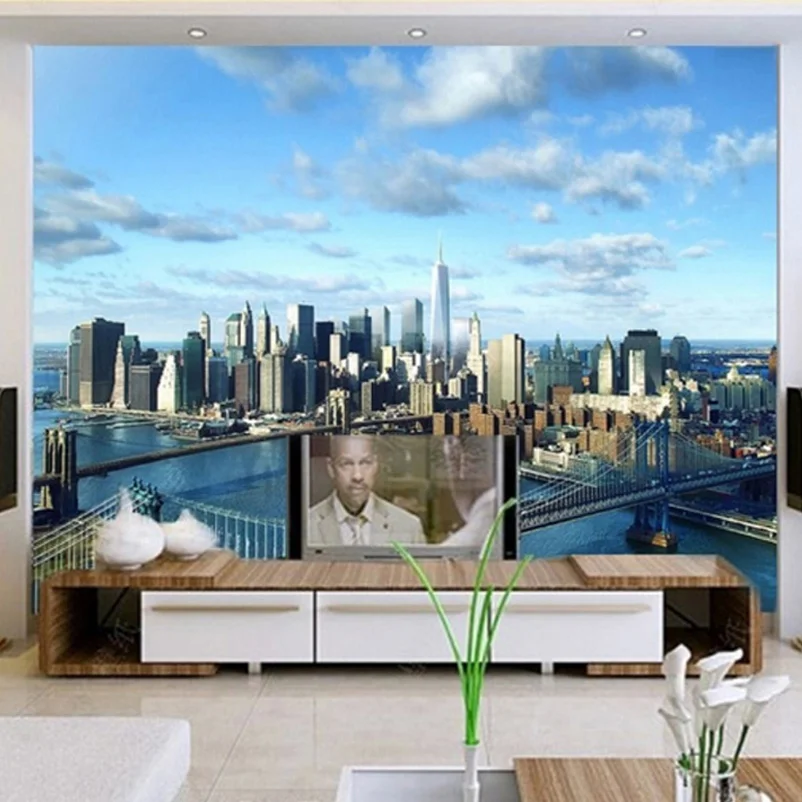 

Drop Shipping Custom Photo Wall Paper 3D Background Wall Decor Painting New York Cityscape Mural Wallpaper Bedroom