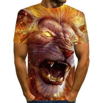 

BIAOLUN New Summer Animal T-shirt Men's Women's T-shirt Lion 3D T-shirt Black Top Short Sleeve T-shirt Clothing Brand