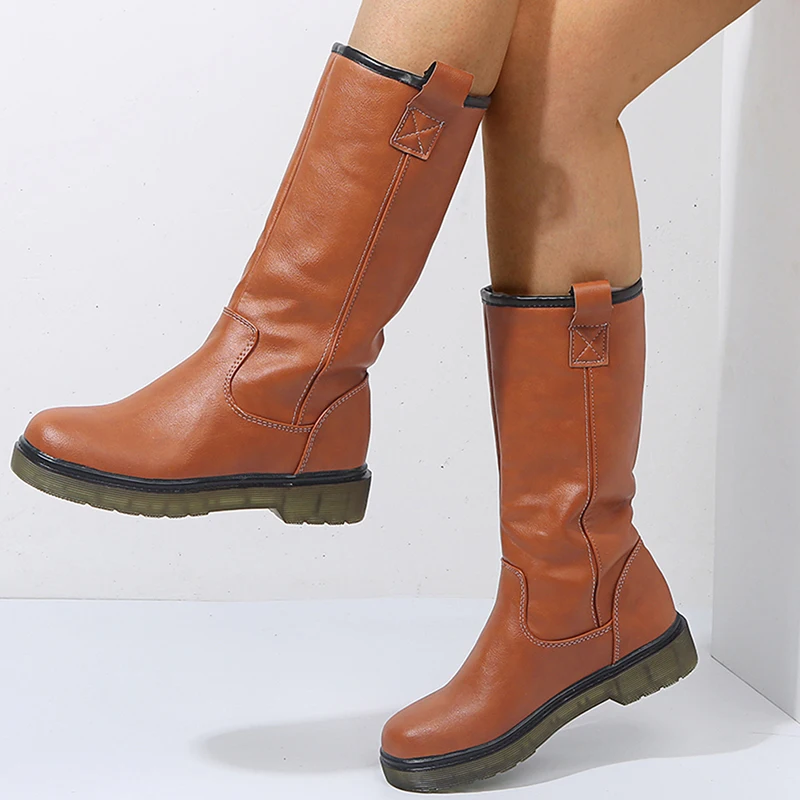qualidade cor sólida botas altas senhoras 2020