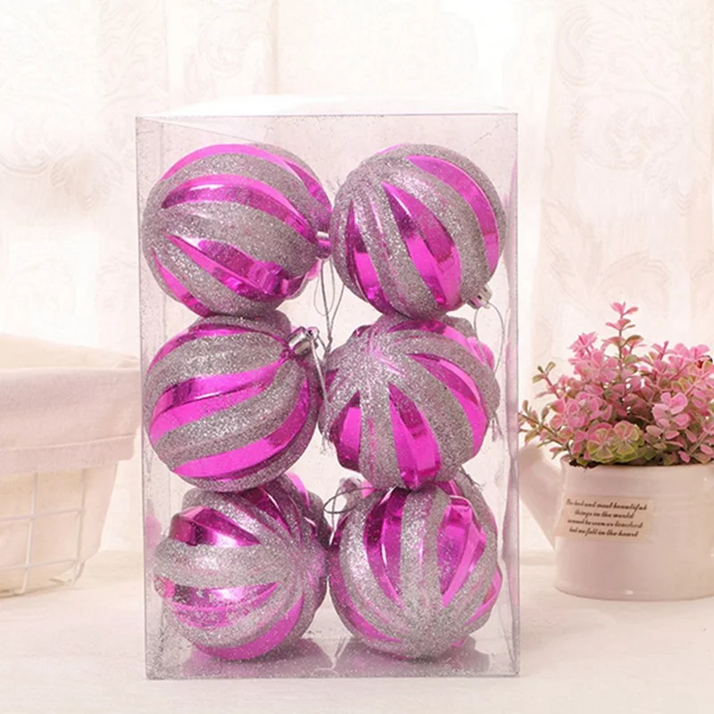 12pcs/set 6cm Christmas Tree Decor Ball Glitter Bauble Xmas Party Hanging Ball Ornament For Home Party New Year Decoration