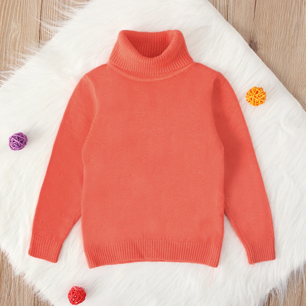 Осенне-зимний вязаный свитер для девочек детский пуловер с высоким воротником и высоким воротником Трикотажная Рубашка с длинными рукавами детская одежда - Цвет: C