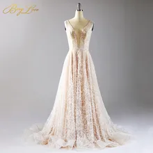 BeryLove блестящие элегантные вечерние платья Шампанское платье с длинным, сексуальный глубокий v-образный вырез, блестящее платье для выпускного вечера поезд для женщин халат De