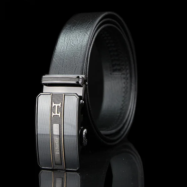 P-727-YW Hi-Tie, автоматическая пряжка, натуральная кожа, ремни для мужчин, черный, деловой, черный ремень для мужчин, пояс ковбой, джинсы, ремень, Ширина 3,5 см - Color: P-727-YW