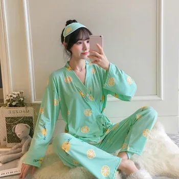 

Pyjamas Sets Japanese kimono straps Woman Full Elegant Home Wear Sleep Clothing Female Pajamas Suit with eye-patch