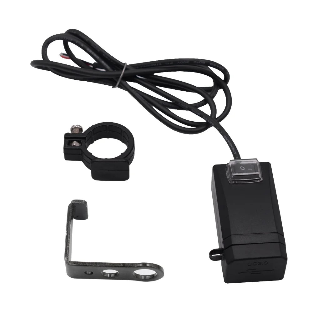 12-24V мотоцикл двойной USB зарядное устройство QC3.0 адаптер питания для быстрой зарядки с переключателем