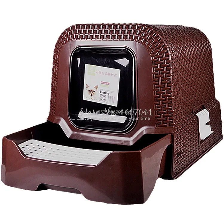 

A,Closed Litter Box Cat Toilet Cat Litter Deodorization Big Size Thicker Pressure Material Anti-splash Pedal with Tool