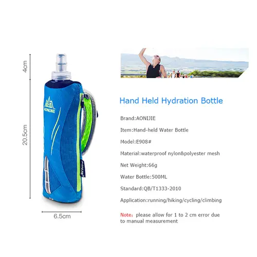 AONIJIE E908 500ml Running Hand-held Water Bottle Kettle Holder Wrist Storage Bag Hydration Pack Hydra Fuel Soft Flask Marathon - Image 2