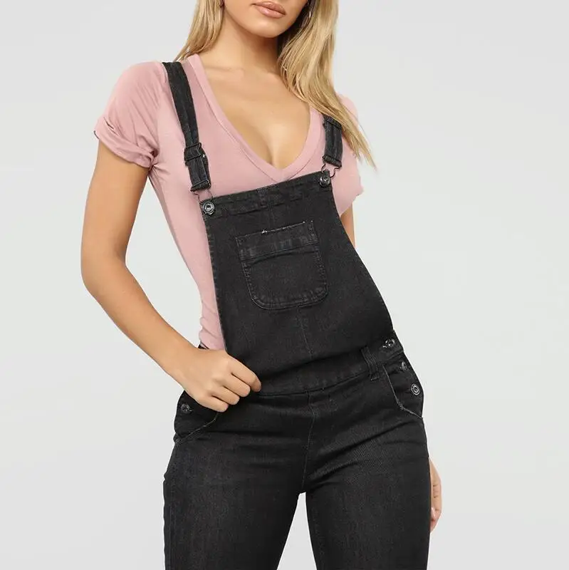 Stylish Sexy Overalls Jeans Women High Waist Skinny Pencil Black Denim Pants Ripped Hole Stretch Elastic Jeans Slim Fit Femme - Цвет: Black