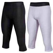 Мужские компрессионные штаны для бега 3/4, мужские спортивные Леггинсы, спортивная одежда для фитнеса, 3/4, брюки для тренажерного зала, фитнеса, тренировок, трико