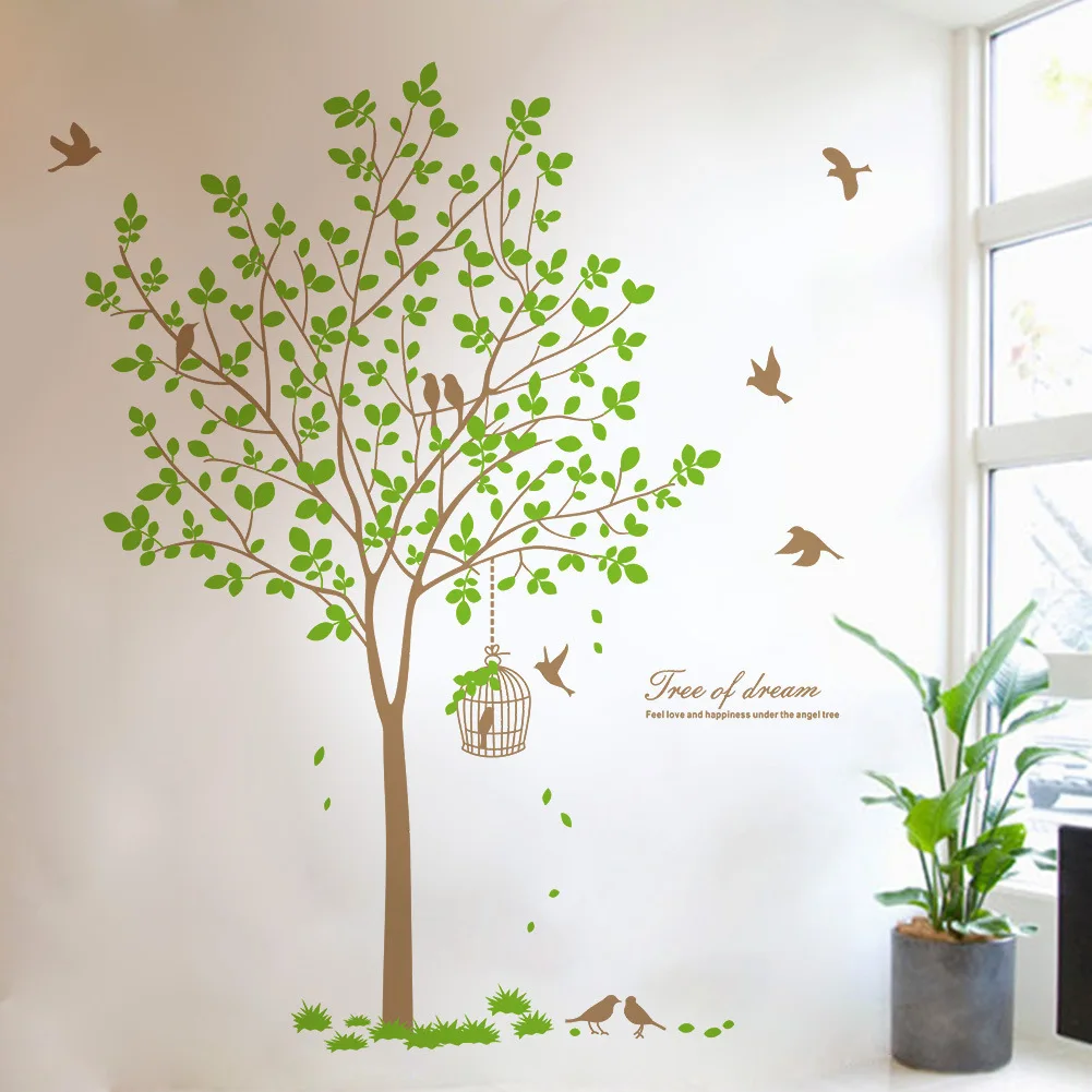 ZY8338 New Style Tree Living Room Bedroom Background Foreign Trade Carved Wall Stickers Wholesale Waterproof Removable