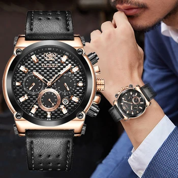 

Relogio Masculino 2020 NewOLEVS Luxury Chronograph Mens Watches Top Brand Casual Leather Waterproof Date Quartz Watch Man Clock