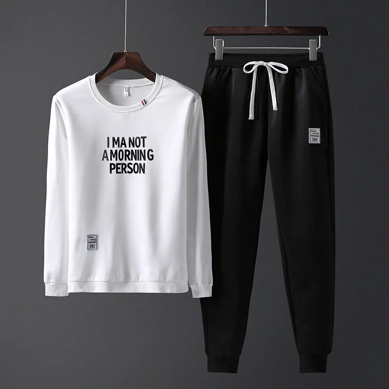 

Spring And Autumn Casual Men'S Wear 2018 New Style Trend Two-Piece Casual Pants Long Sleeve Printed Lettered Hoodie Suit Men's