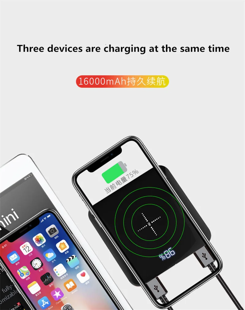 16000mAh мини банк питания 2.0A быстрая зарядка банк питания двойной USB Портативное алюминиевое быстрое зарядное устройство расширенная батарея для телефона