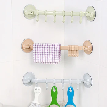 

Wall Vacuum Rack Suction Cup 6 Hooks Towel Bathroom Kitchen Holder Sucker Hanger For Kitchen Bathroom Wall Mounted Organizer