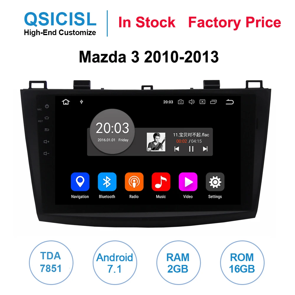 

Android 7.1 car radio multimedia player for Mazda 3 2010-2013 TDA 7851 2GB+16GB car dvd gps navigation stereo Bluetooth HD 1080