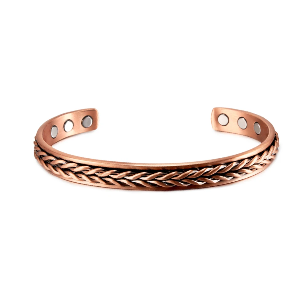 Bracciale Magnetico Terapeutico In Titanio E Rame – 14 Magneti 3500 Gauss – Regolabile, Regalo Salute Per Donna E Uomo