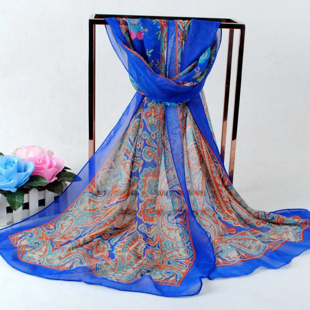 Модный страстный шарф для женщин женский s шифоновый шарф с принтом длинный участок шарфов