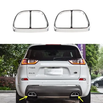 

for Jeep Cherokee 2019 Exterior Tail Exhaust Pipe Decorative Cover Stickers Tail Throat Stainless Steel Decals Accessories 2Pcs