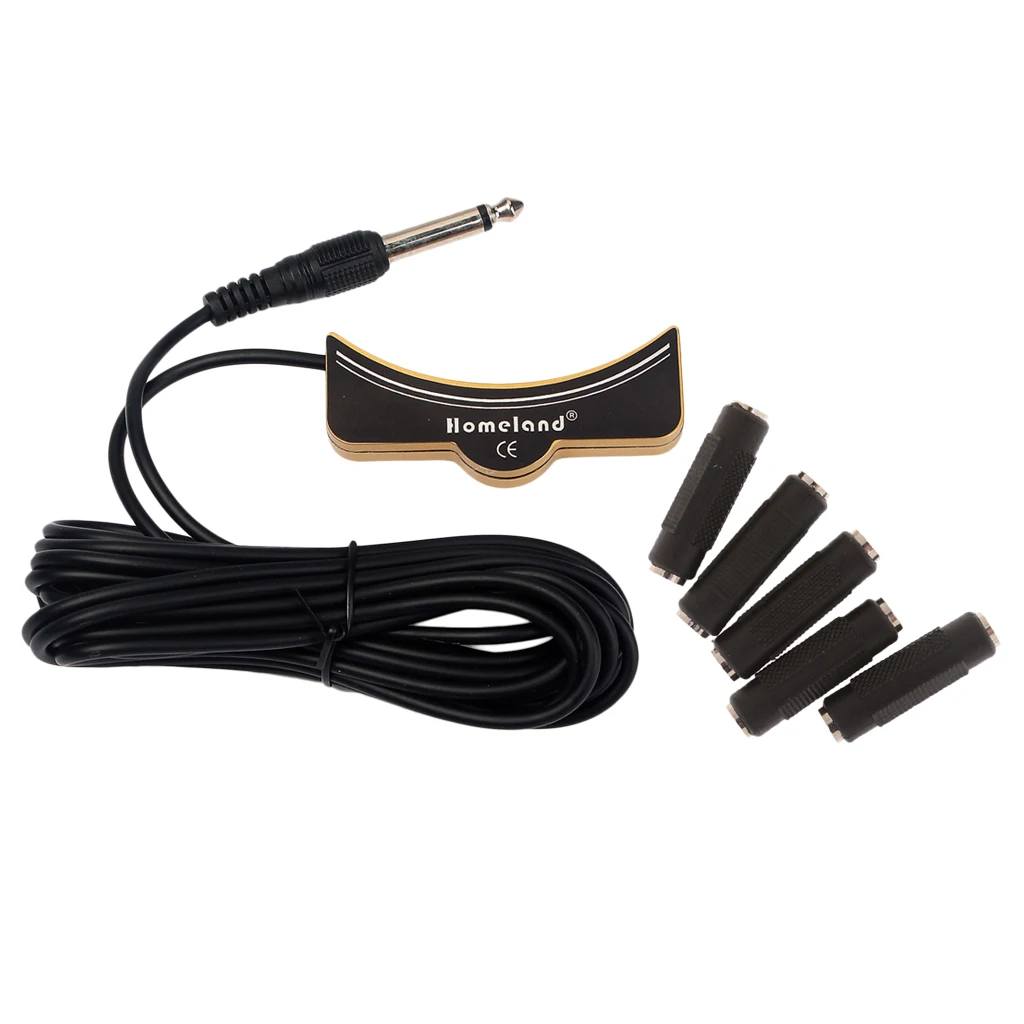 1Piece Acoustic Classical Guitar Sound Hole Pickup + 5pieces Female to Female Audio Adapter Jack