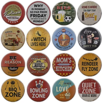 

3D Embossed Retro Round Tin Sign Beer BBQ ZONE For Man cave Party House Decor Hanging Round signboard poster 30x30CM