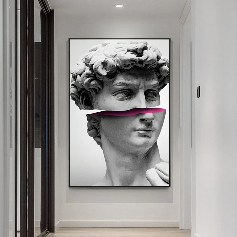 Абстрактная скульптура искусство Давида Vaporwave Холст Плакаты и принты забавная