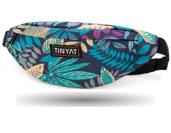Green Leaf Сумка поясная Поясная повседневная сумка-унисекс TINYAT, холщовая сумка на пояс для хранения денег и телефона, функциональная набедренная сумка-бананка - Цвет: Green Leaf