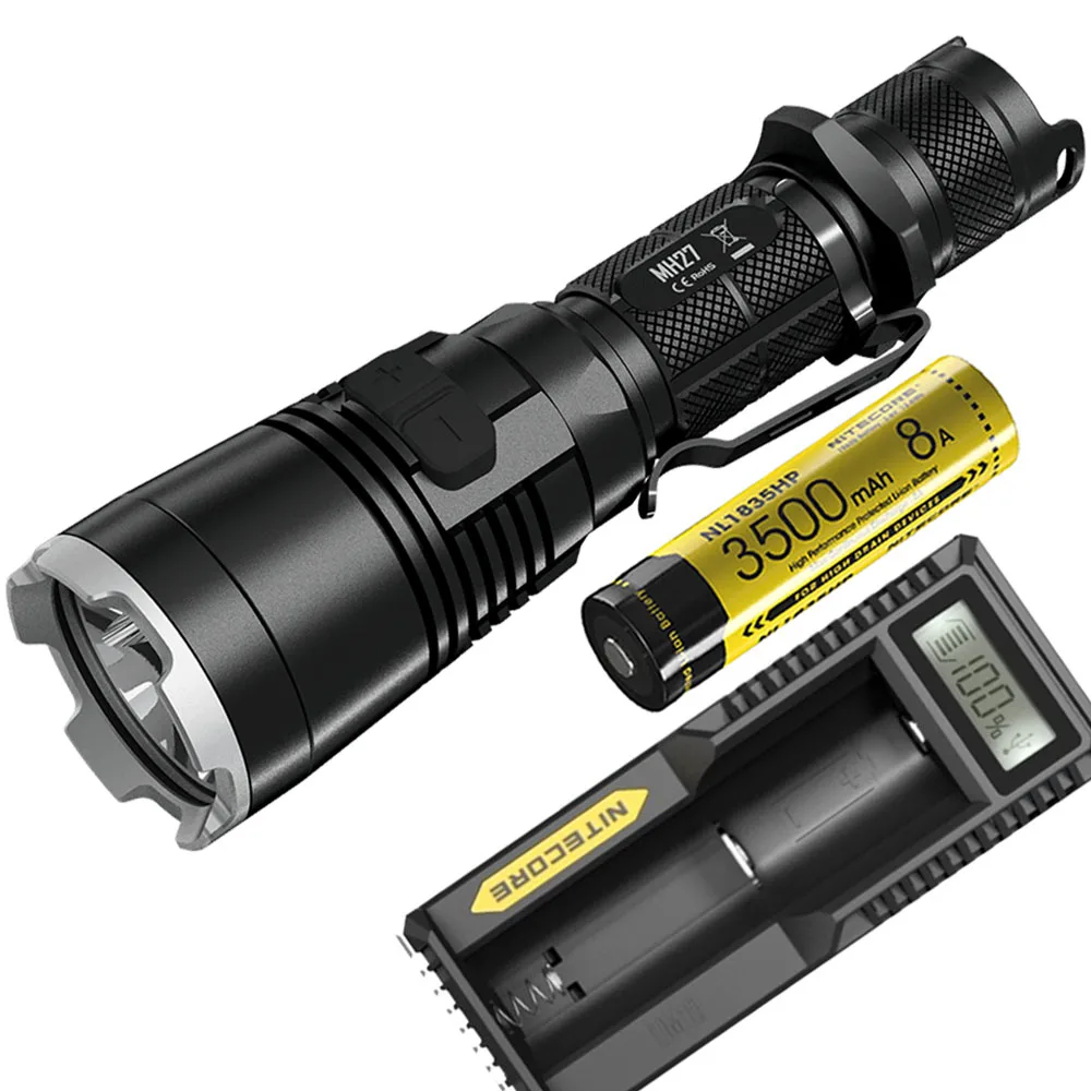NITECORE MH27 тактический фонарь красный синий зеленый свет CREE XP-L HI V3 Макс 1000 люмен луч бросок 462 м Открытый спортивный факел - Испускаемый цвет: MH27 1835HP UM10