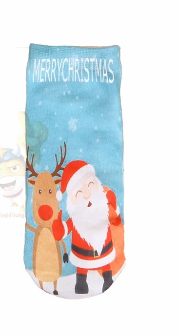 Fashion cross-border for the tide socks 3D printing children's cotton socks Christmas series children cute cotton socks custom - Цвет: Синий