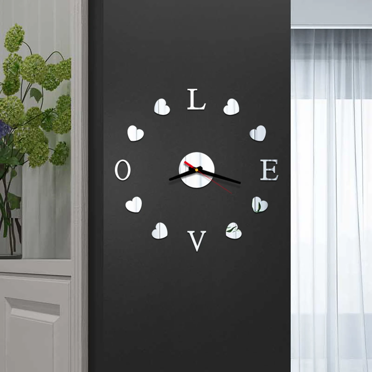 

Faroot DIY Wall Clock Solid Color Frameless Acrylic Wall Clock Kit for Living Room Bedroom Office(Red/Black/Golden/Silver)