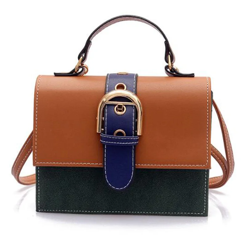 

ABZC-Belt Buckle Small Square Bag Contrast Color Shoulder Bag Versatile Diagonal Single Room Fashion Small Square Bag