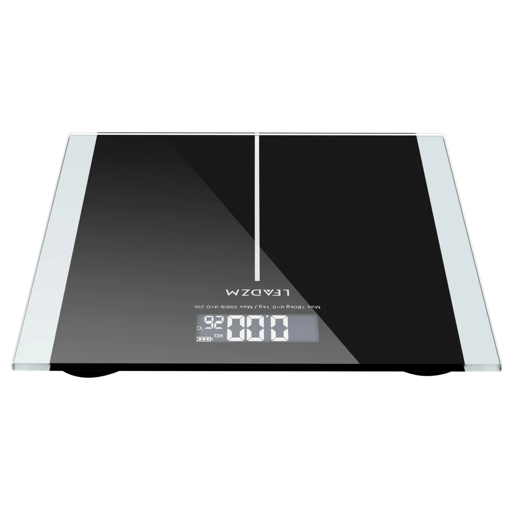 US Warehouse 180Kg Slim Waist Pattern Personal Scale Black LCD Display Weighting Scale Transp Bathroom Weight Scale