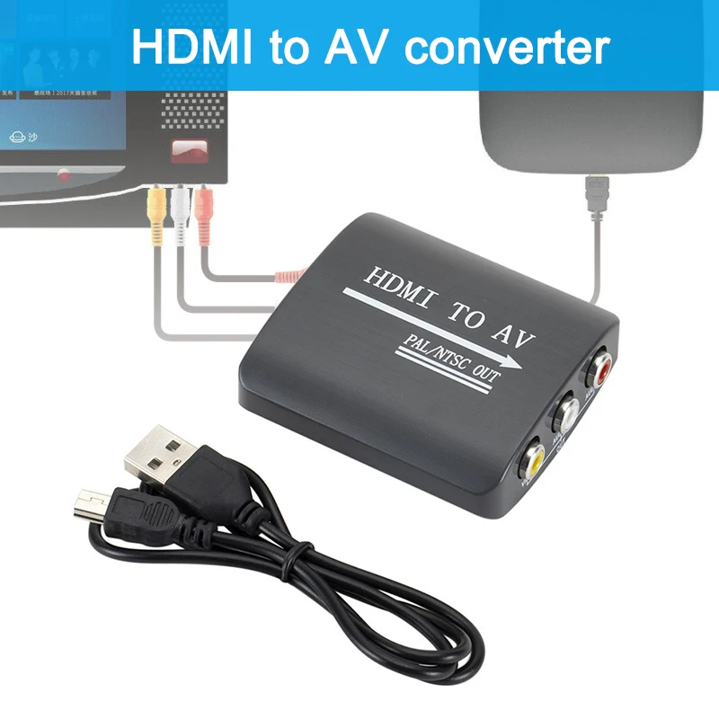 HDMI к 3RCA AV CVBS конвертер Композитный S-Video R/L аудио адаптер Upscaler GK99