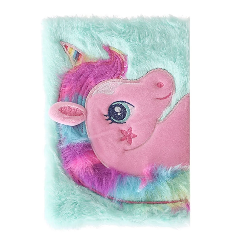 LG 1 Pcs Cartoon Colorful Dream Unicorn Plush Notebooks Girls Portable Pocket Diary Planner Notepad Stationery Gift - Цвет: LG