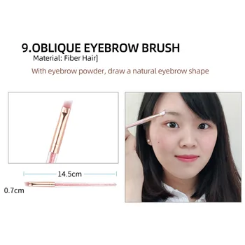 

10 Pcs Multipurpose Fashion Home Crystal Handle With Bag Tools Non Shedding Professional Travel Synthetic Fiber Makeup Brush Set