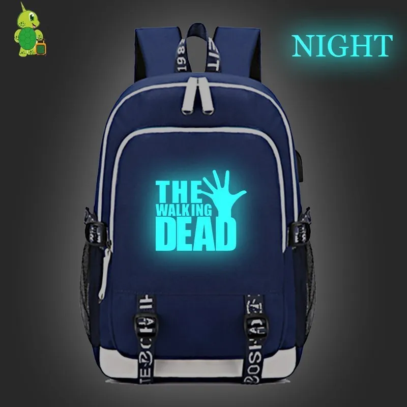 The Walking Dead рюкзак с отражающими вставками usb зарядка Рюкзак для ноутбука для подростков девочек мальчиков школьные сумки многофункциональный дорожный рюкзак