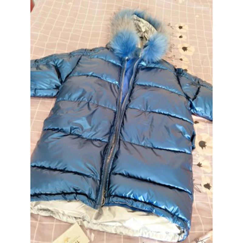 Зимняя Глянцевая парка, женское водонепроницаемое пальто, меховая куртка с капюшоном, большой размер, свободная зимняя теплая Толстая парка, Женская длинная куртка ZH151