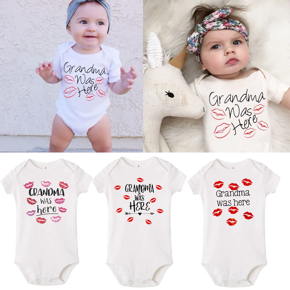 Pelele de manga corta con letras estampadas para bebé recién nacido, Pelele con imagen de beso rojo, ropa de bebé Mono para niño pequeño