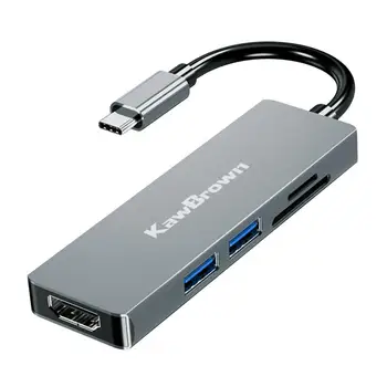 

KawBrown 5 in 1 USB C Hub to HDMI 4K USB 3.0 SD Card TF Card Adapter Converter Adapter Cable for Mac Book Pro