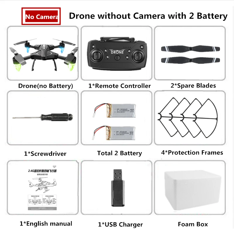 No Camera 2B RC Дроны с Wifi FPV камера Вертолет Профессиональный селфи складной Fly 18 минут стабильная высота Квадрокоптер VS KY601 H31 X5C E58 - Цвет: No Camera 2B